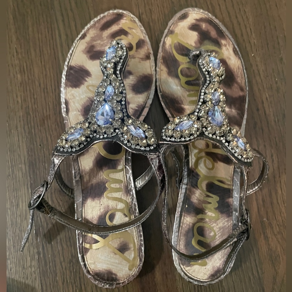Sam Edelman Jeweled Sandals - Silver and Blue Size 7M